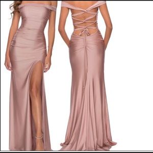 La Femme 28506 Mauve Off the Shoulder Gown 12